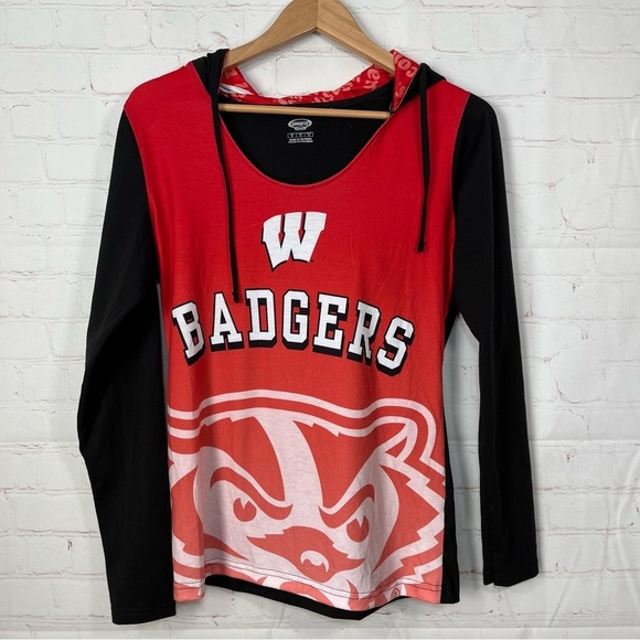 Wisconsin Badgers Lightweight Hoodie Shirt Womens Size Small Scoop Neck - Picture 1 of 10